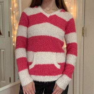 Y2K Striped Fuzzy Sweater